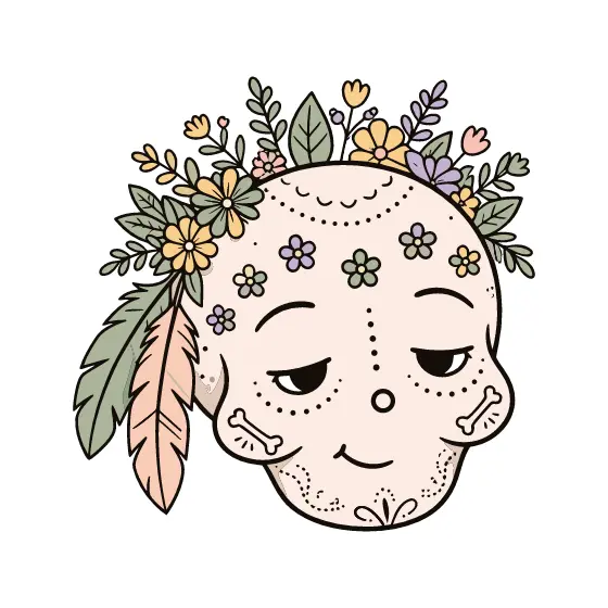 Pastel Sugar Skull With Flower Crown