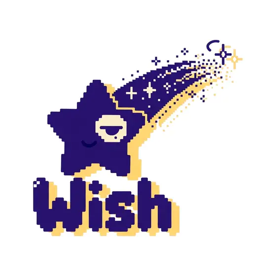 Winking Star With Stacked Wish Text