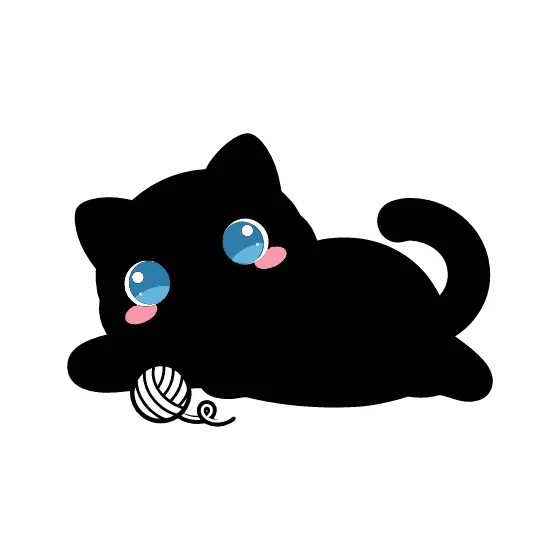 Lounging Black Cat Playing With Yarn