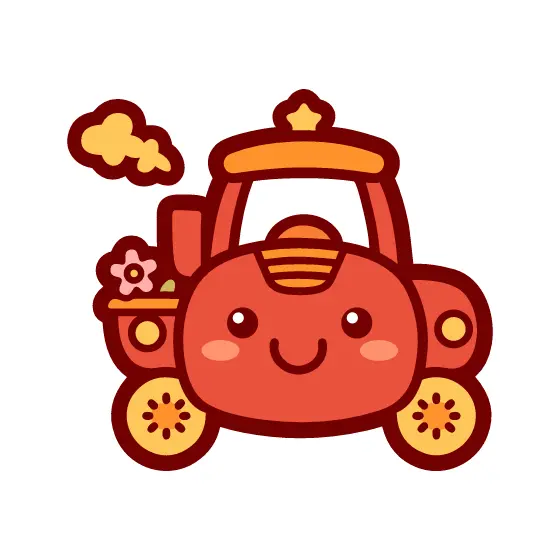 Front View Smiling Tractor With Flower