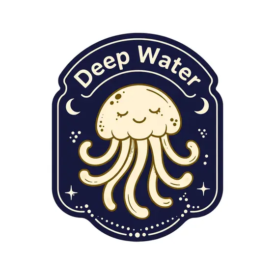 Smiling Jellyfish Arched Deep Water Badge