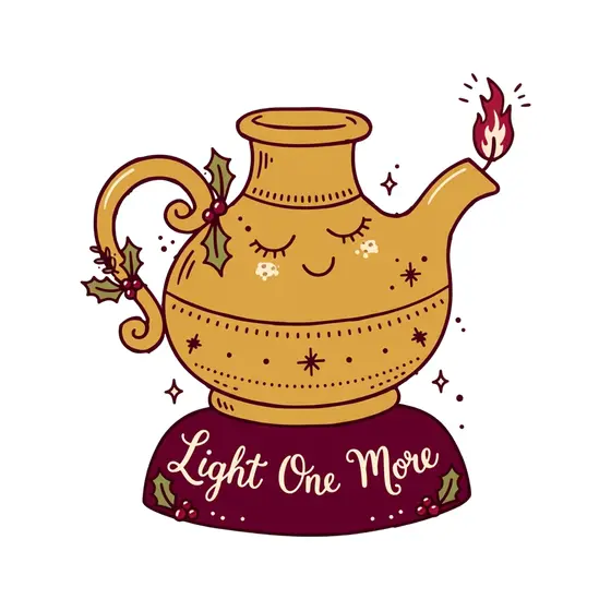 Brass Oil Lamp With Holly Garland