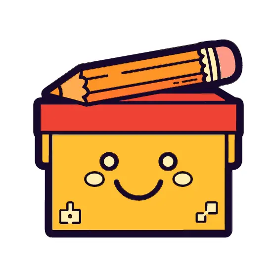 Mustard Pizza Box With Orange Pencil