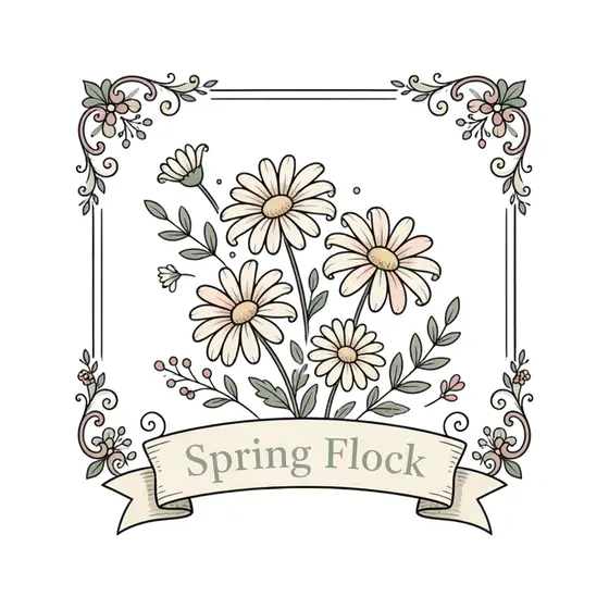 Airy Daisy Cluster with Spring Flock Scroll