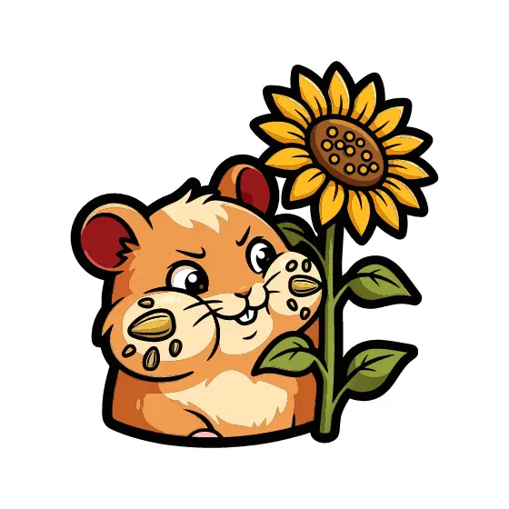 Cheeky Hamster Peeking Behind Sunflower