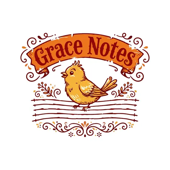 Orange Ribbon Banner Songbird Design