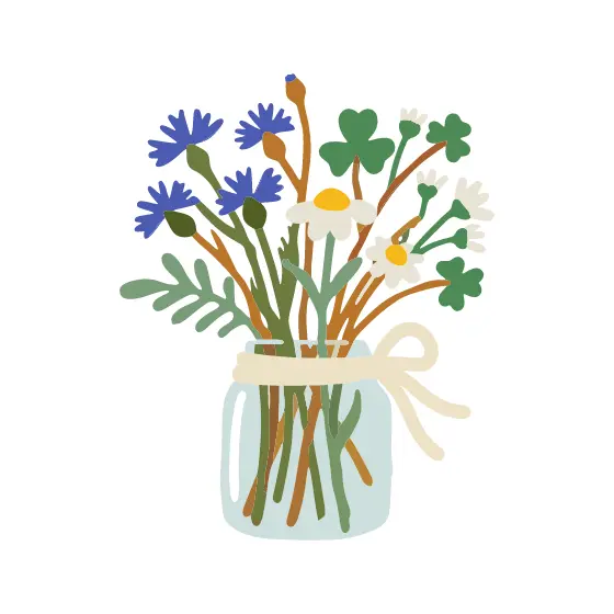 Wildflower Jar Bouquet with Ribbon