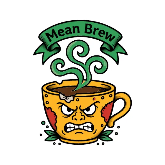 Yellow Angry Coffee Cup With Green Steam