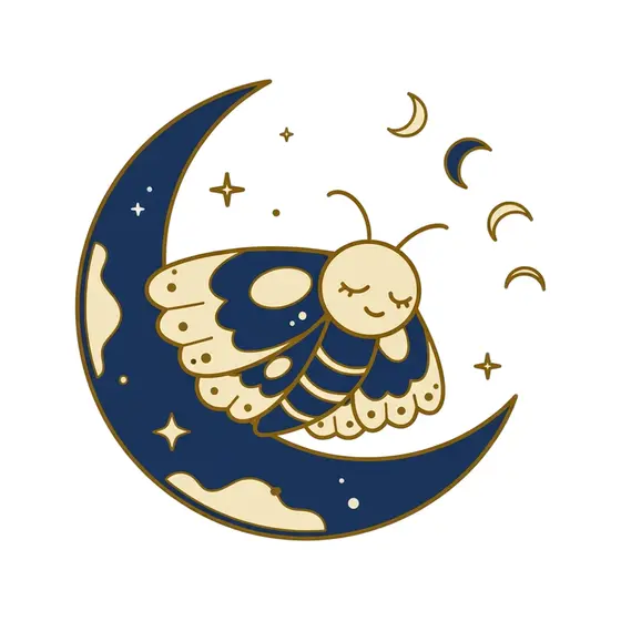 Sleeping Moth Resting On Crescent