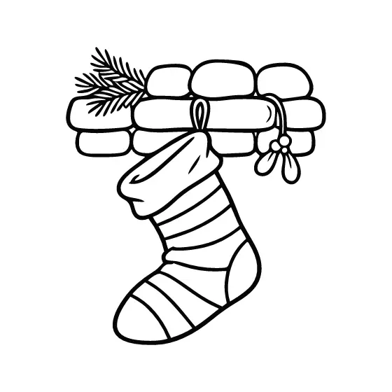 Stocking With Pine Sprig and Mistletoe
