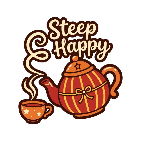 Striped Teapot With Steaming Cup