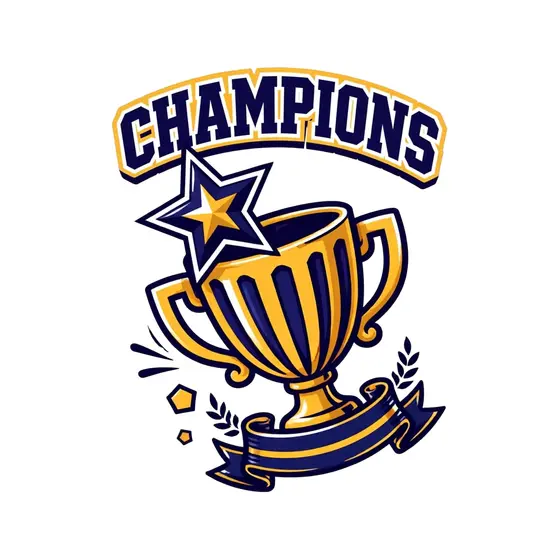 Navy Outlined Trophy With Side Handles