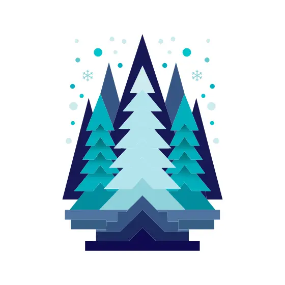 Layered Geometric Pine Forest Scene