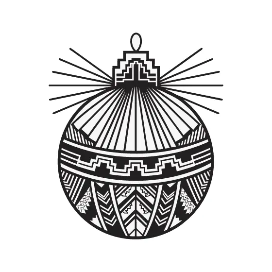 Chevron-Banded Ornament With Radiating Cap
