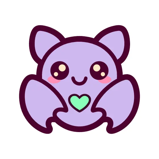Cute Bat Holding Mint Heart