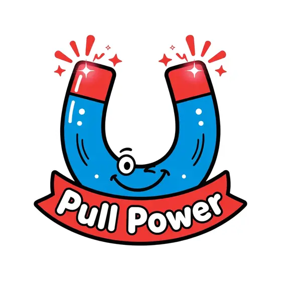 Blue Horseshoe Magnet Winking With Red Banner