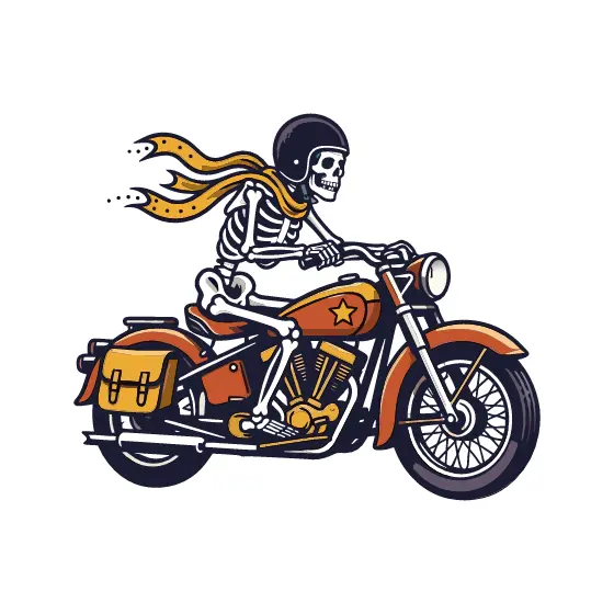 Skeleton Biker With Saddlebags