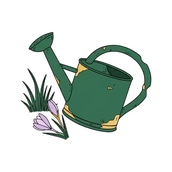 Mirrored Watering Can with Lilac Crocuses
