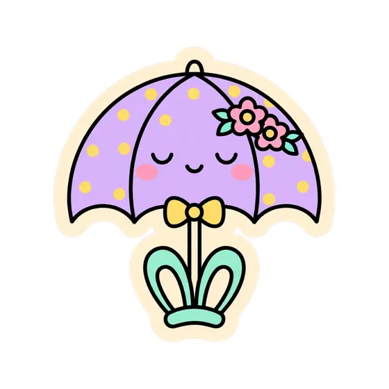 Lilac Polka Dot Umbrella With Bow