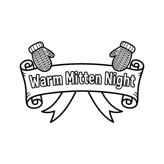 Warm Mitten Night Banner With Knit Mittens