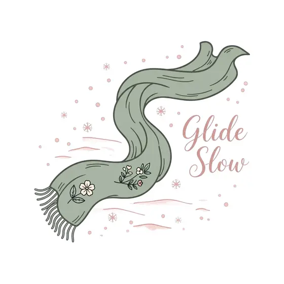 Sage Scarf Drifting Over Pink Snow