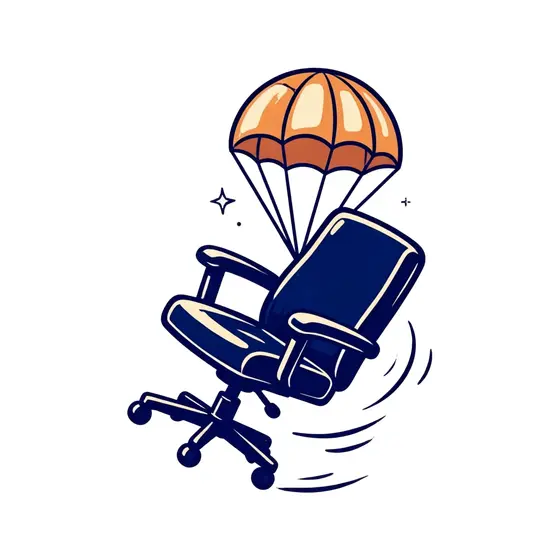 Tilted Navy Chair With Orange Parachute
