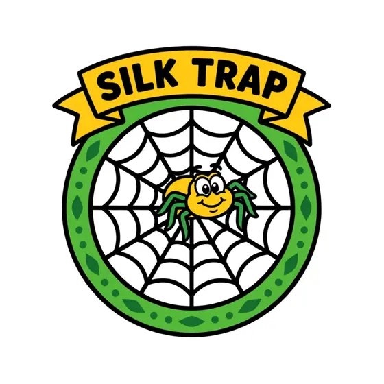 Cartoon Spider in Web Badge