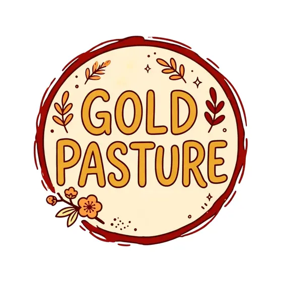 Gold Pasture Mustard Lettering with Red Ring
