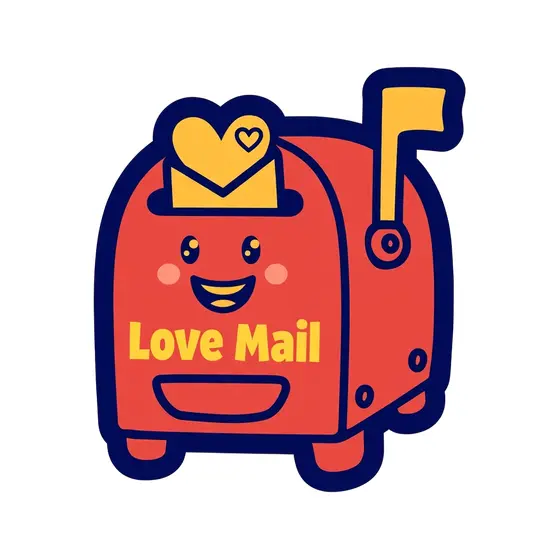 Smiling Red Mailbox With Heart Letter