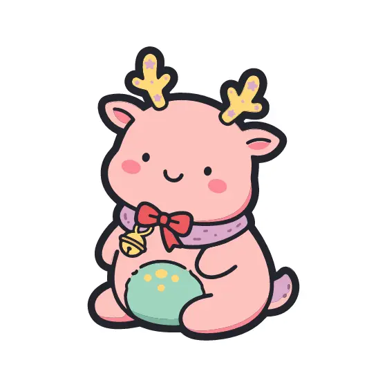 Pink Reindeer With Yellow Antlers