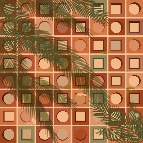 Terracotta Breeze Block With Palm Shadows