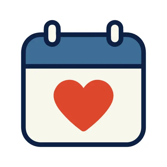 Calendar Page With Red Heart Icon