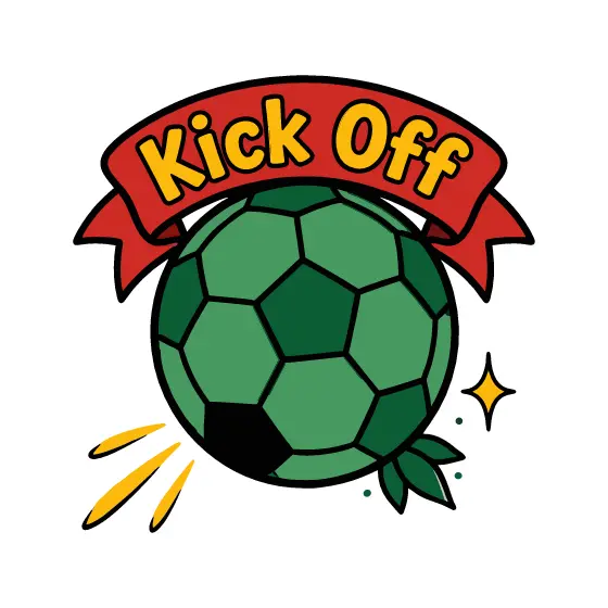 Green Soccer Ball Under Arched Red Banner