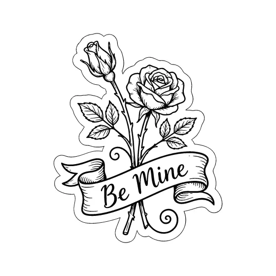 Twin Roses With Ribbon Banner
