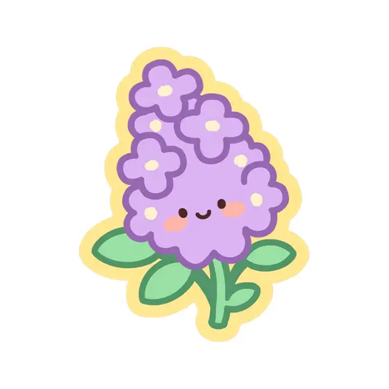 Smiling Lilac Blossom Sticker Upright