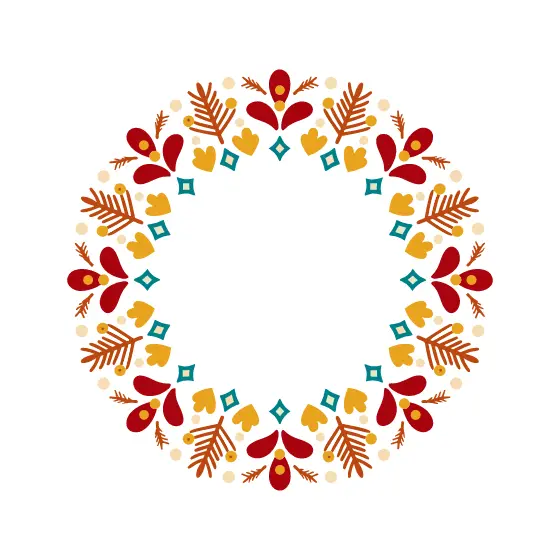 Circular Folk Floral Wreath