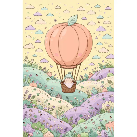 Peach Balloon With Sleepy Baby Passenger