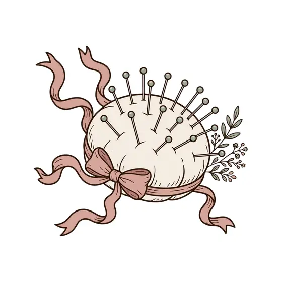 Pincushion With Trailing Ribbons
