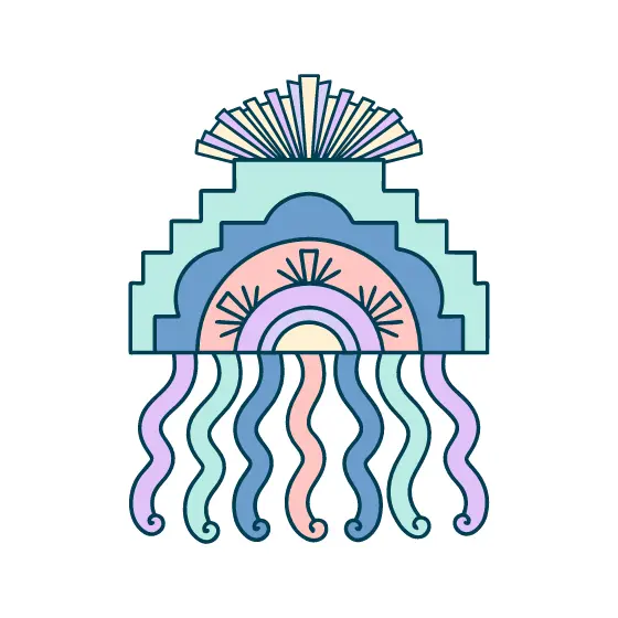 Stepped Mint Jellyfish With Blue Tentacles