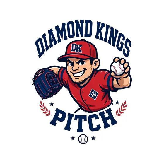 Pitcher in Red Shirt With Navy Glove
