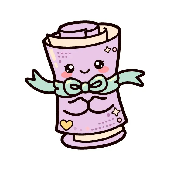 Lavender Kawaii Scroll With Mint Ribbon