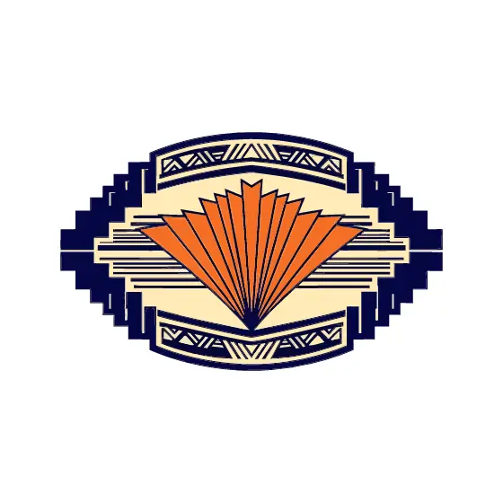 Art Deco Football With Orange Fan