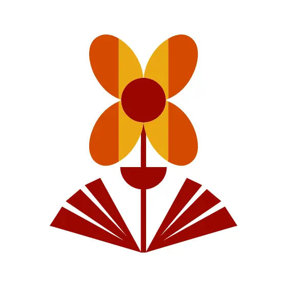 Four Petal Flower With Fan Leaves