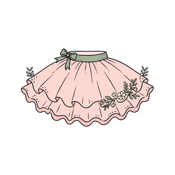 Ruffled Pink Skirt With Flowers