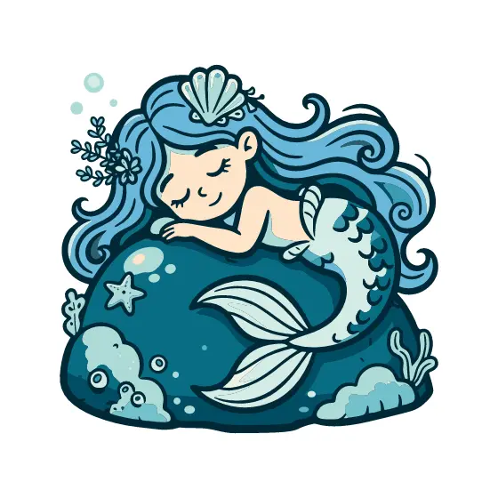 Sleeping Mermaid on Teal Rock