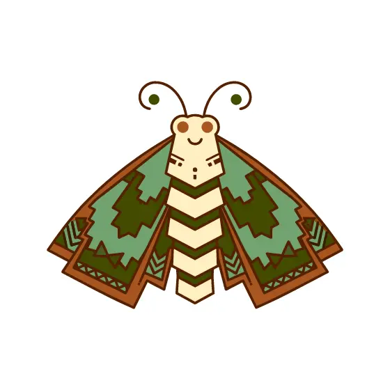 Retro Pine Pattern Moth Character