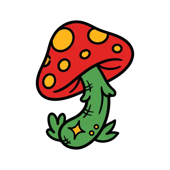 Tilted Mushroom With Leaning Cap