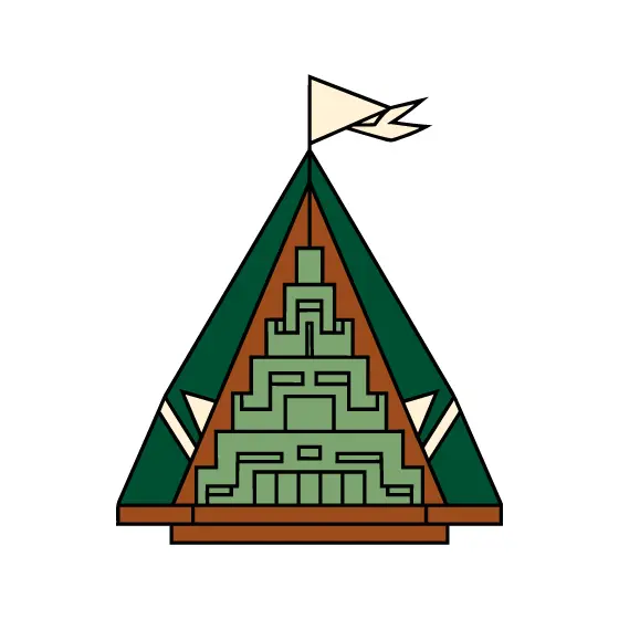 Geometric Camping Tent With Stepped Ziggurat Door
