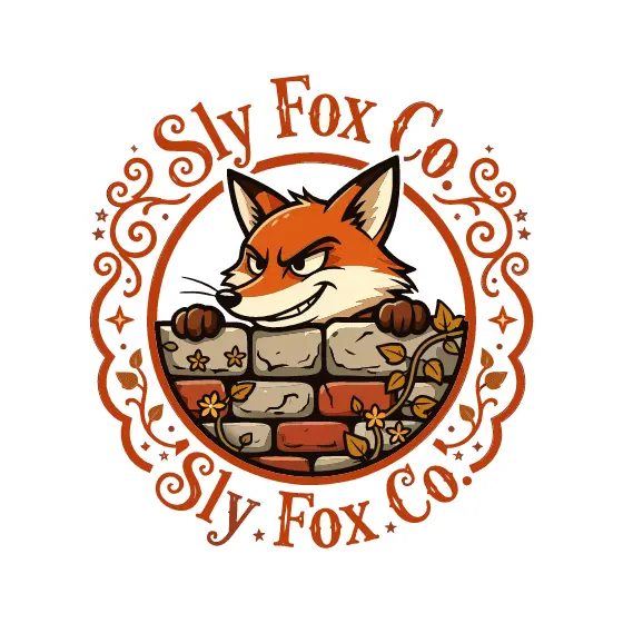 Fox Over Vine-Covered Brick Wall