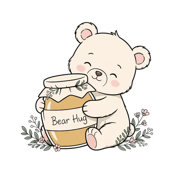 Bear Hug Honey Jar with Sprigs